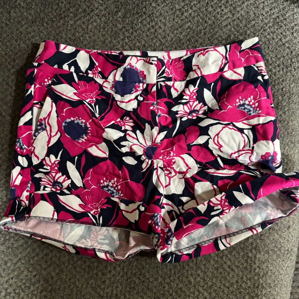 Talbots Pink and Navy Floral High Waist Shorts